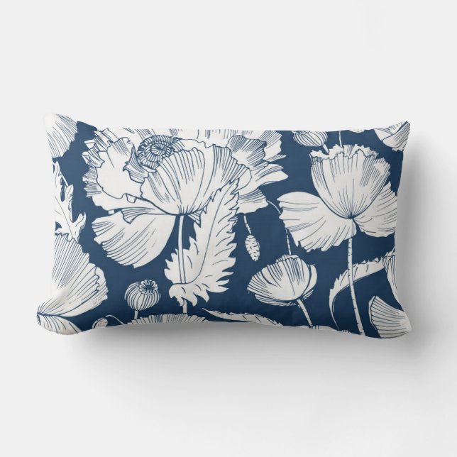 Prachtige marineblauw en witte slaapkamer kussen (Voorkant)