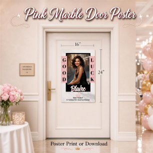 Prachtige Marmeren Roze Gouden Deurposter voor Wed Poster