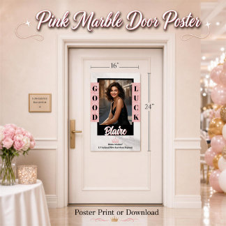 Prachtige Marmeren Roze Gouden Deurposter voor Wed Poster