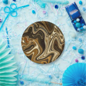 Prachtige marmerstijl - Warm bruin Papieren Bordje (Feest)