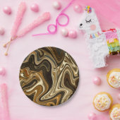 Prachtige marmerstijl - Warm bruin Papieren Bordje (Feest)