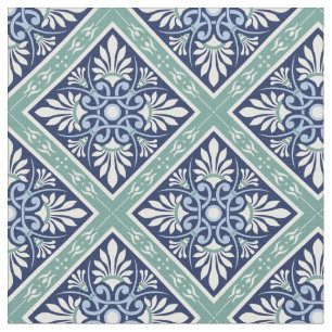 Prachtige Marokkaanse Abstracte - Blauw, wit, groe Stof