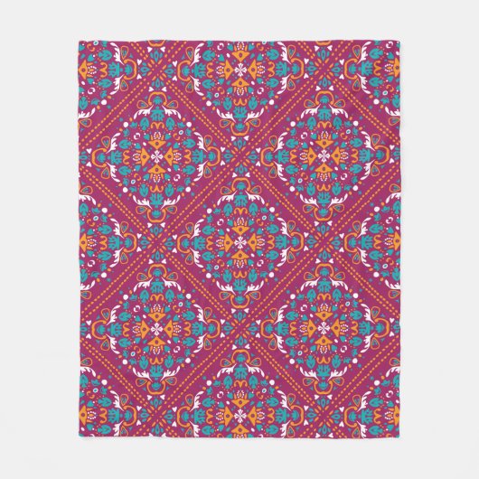 🤩 prachtige maroon en turquoise Azulejos, Fleece Deken (Voorkant)