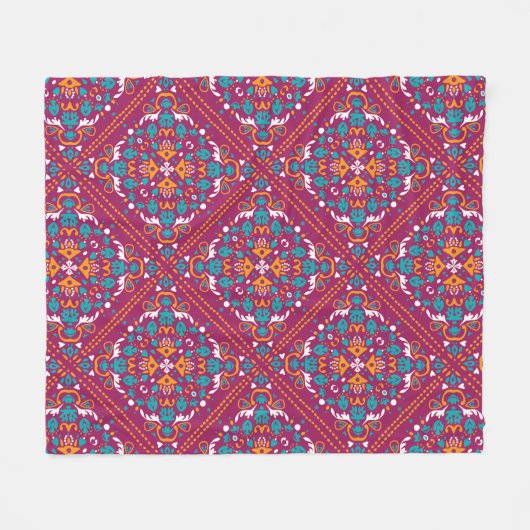 🤩 prachtige maroon en turquoise Azulejos, Fleece Deken (Voorkant (Horizontaal))