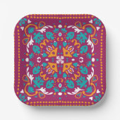 🤩 prachtige maroon en turquoise Azulejos, Papieren Bordje (Voorkant)