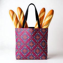 🤩 prachtige maroon en turquoise Azulejos, Tote Bag