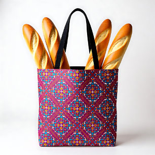 🤩 prachtige maroon en turquoise Azulejos, Tote Bag
