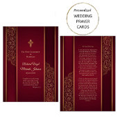 Prachtige Maroon Gold Catholic Wedding Prayer Kaar Plaatskaartje