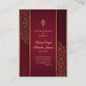 Prachtige Maroon Gold Catholic Wedding Prayer Kaar Plaatskaartje (Voorkant)
