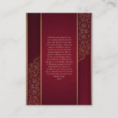 Prachtige Maroon Goud Orthodox Bruiloft Gebed Kaar Plaatskaartje (Achterkant)