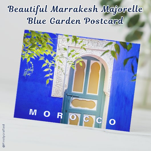 Prachtige Marrakesh Majorelle blauwe tuin Briefkaart