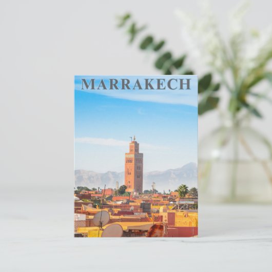 Prachtige Marrakesh Medina Architectuur Koutoubia Briefkaart (Staand voorkant)