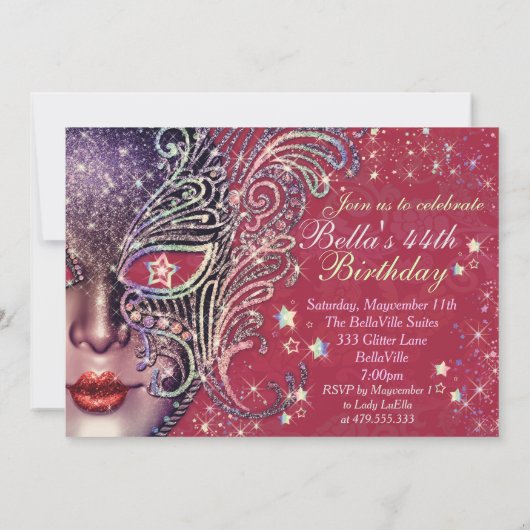 Prachtige Masquerade Party uitnodigingen (Achterkant)