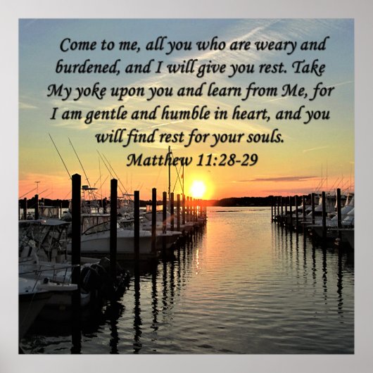 PRACHTIGE MATTHEÜS 11:28 ZONSONDERGANG OVER HET ME POSTER (Voorkant)