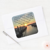 PRACHTIGE MATTHEÜS 11:28 ZONSONDERGANG OVER HET ME VIERKANTE STICKER (Envelop)