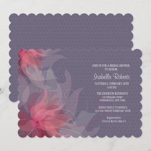 Prachtige Mauve uitnodiging (Voorkant / Achterkant)