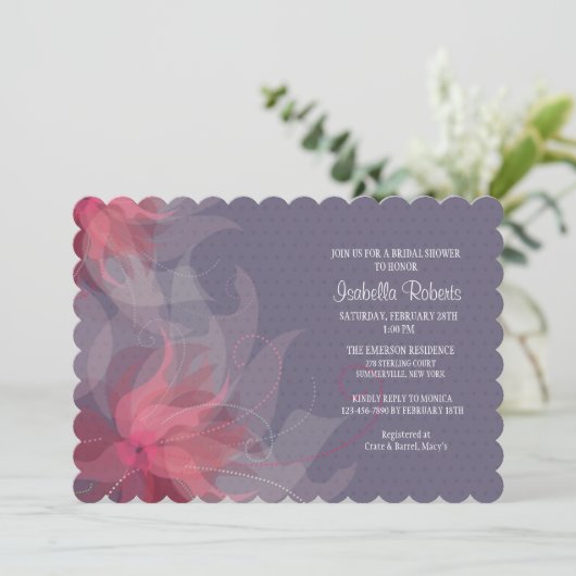 Prachtige Mauve uitnodiging (Staand voorkant)