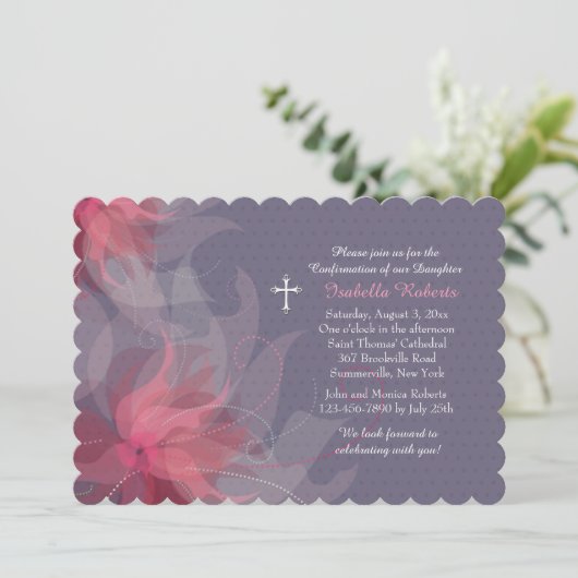 Prachtige Mauve uitnodiging (Staand voorkant)