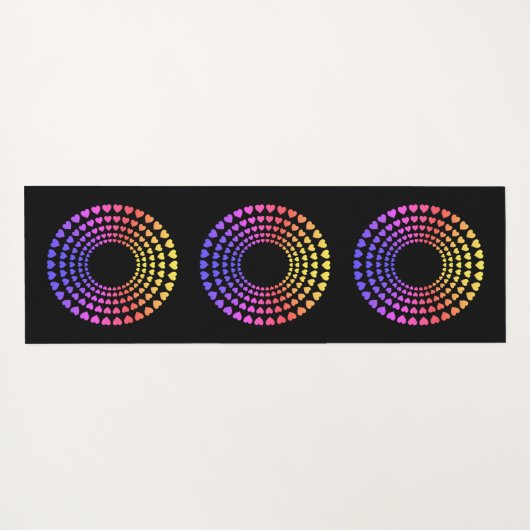 Prachtige meerkleurige Heart Mandala op zwart Yogamat (Achterkant (horizontaal))