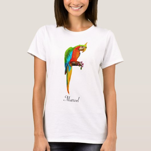 Prachtige meerkleurige Macaw Bird T-shirt (Voorkant)