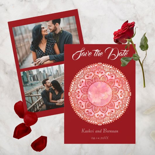 Prachtige Mehndi bruiloft Save The Date Kaart