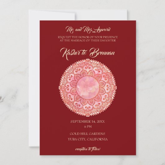 Prachtige Mehndi-huwelijk Kaart (Voorkant)