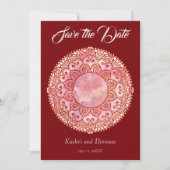 Prachtige Mehndi-huwelijkskaart om de datum te res Save The Date (Voorkant)