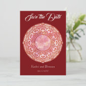 Prachtige Mehndi-huwelijkskaart om de datum te res Save The Date (Staand voorkant)