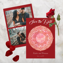 Prachtige Mehndi-huwelijkskaart om de datum te res