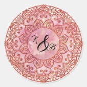 Prachtige Mehndi trouwstickers Ronde Sticker (Voorkant)