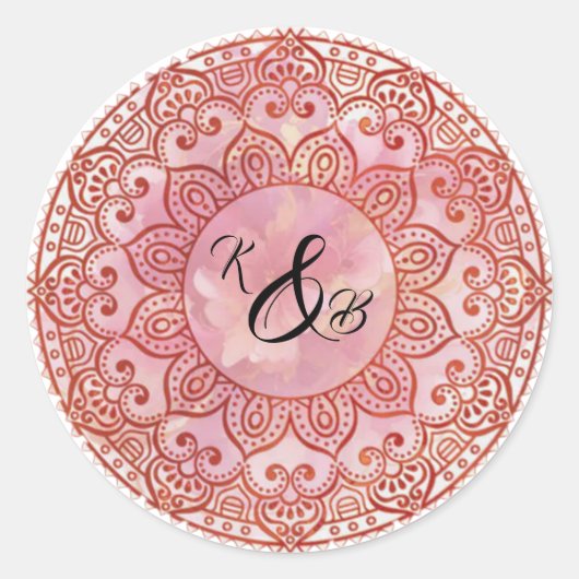Prachtige Mehndi trouwstickers Ronde Sticker (Voorkant)