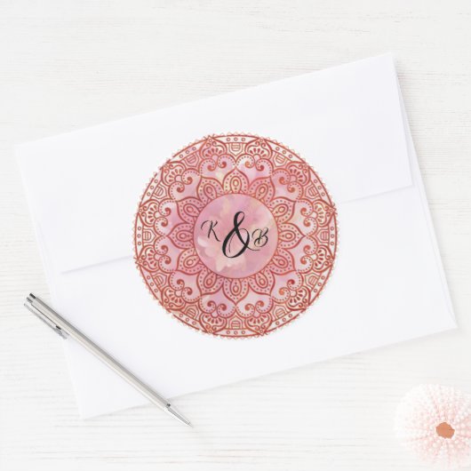 Prachtige Mehndi trouwstickers Ronde Sticker (Envelop)