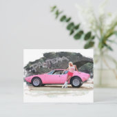 Prachtige meid met De Tomaso Pantera GTS Briefkaart (Staand voorkant)