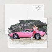 Prachtige meid met De Tomaso Pantera GTS Briefkaart (Voorkant / Achterkant)
