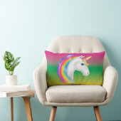Prachtige meisjes Rainbow Unicorn Lumbar Pillow Kussen (Stoel)