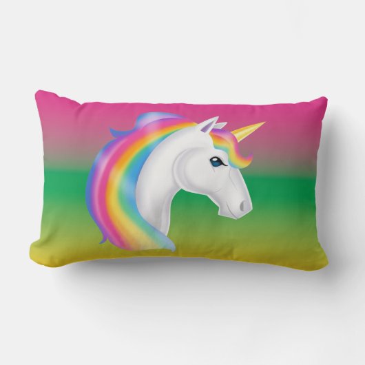 Prachtige meisjes Rainbow Unicorn Lumbar Pillow Kussen (Voorkant)