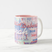 prachtige meisjesnamen roze patroon roze tweekleurige koffiemok (Voorkant rechts)