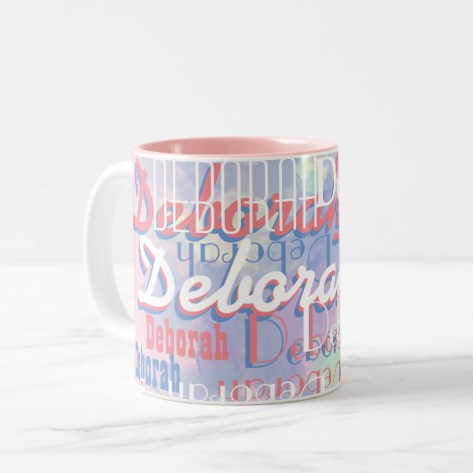prachtige meisjesnamen roze patroon roze tweekleurige koffiemok (Voorkant links)