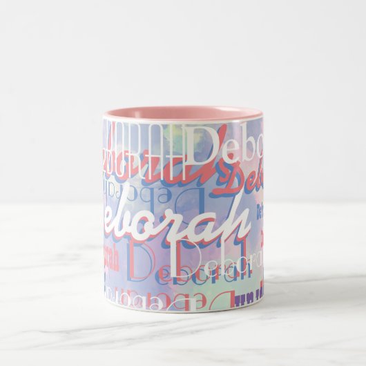 prachtige meisjesnamen roze patroon roze tweekleurige koffiemok (Center)