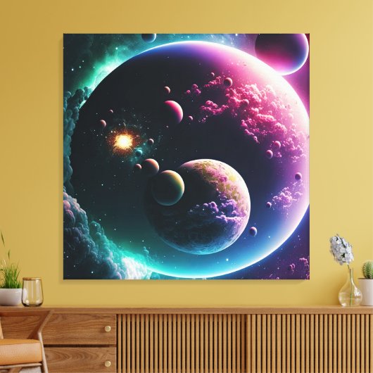 Prachtige melkweg door buitenruimtetuigen canvas afdruk (Insitu (Woonkamer))