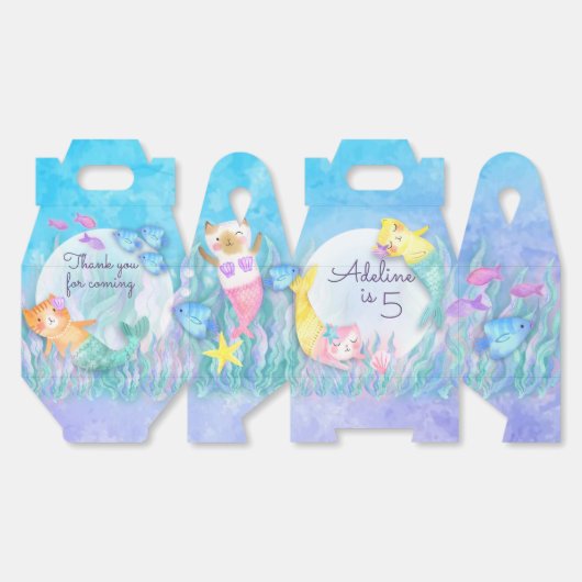 Prachtige Mermaid Cat (Mercat) thema feestdozen Bedankdoosjes (Ongevouwen)