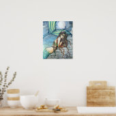 Prachtige Mermaid Waterverf Poster afdrukken (Keuken)