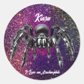 Prachtige metallic look tarantula ronde sticker (Voorkant)