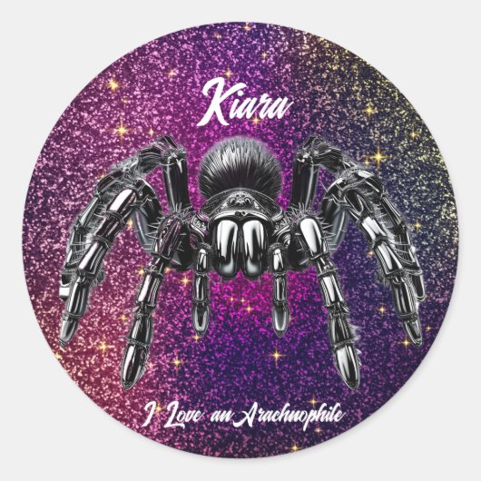 Prachtige metallic look tarantula ronde sticker (Voorkant)