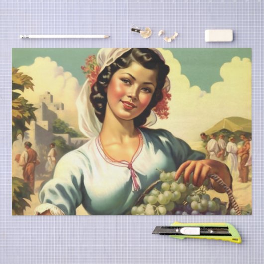 Prachtige Mexicaanse kalendermeid in Grape Harvest Tissuepapier (Craft)