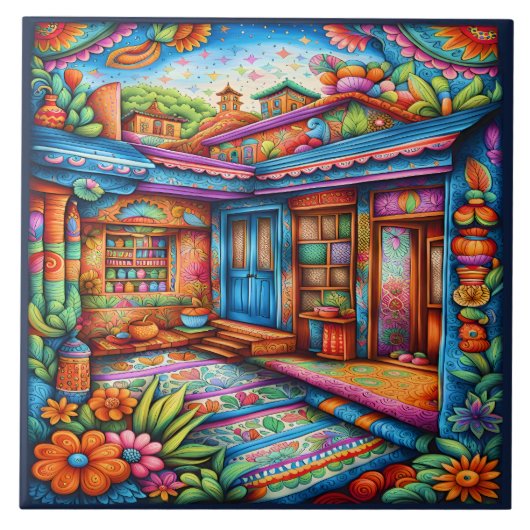 Prachtige Mexicaanse kunst Tegeltje (Voorkant)