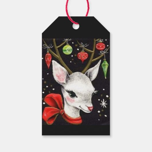 Prachtige  mid-eeuwse mod rendieren cadeaulabel (Achterkant)