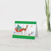 Prachtige  mid-eeuwse mod rendieren feestdagen kaart (Voorkant)