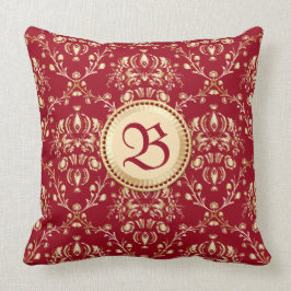 Prachtige middeleeuwse gouden Damask Carmine Red M Kussen