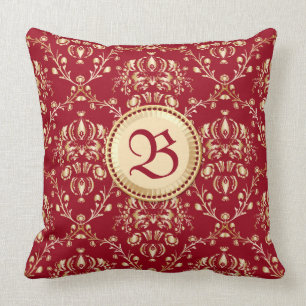 Prachtige middeleeuwse gouden Damask Carmine Red M Kussen